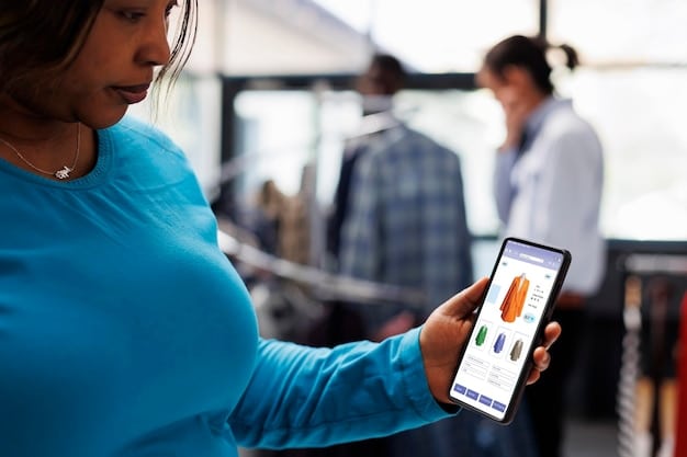 A close-up of a smartphone screen displaying analytics and customer data from a mobile loyalty program dashboard. Charts and graphs show trends in customer behavior, purchase history, and engagement metrics.