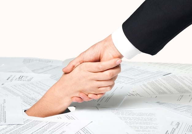 A detailed close-up of two hands shaking over a contract. The setting is a modern office with natural light, and the focus is on the handshake as a symbol of a successful negotiation and partnership. The contract in the foreground shows clauses related to pricing, terms, and conditions.