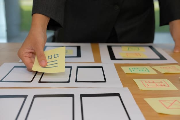 A Kanban board visualized with digital cards representing tasks in different stages: 