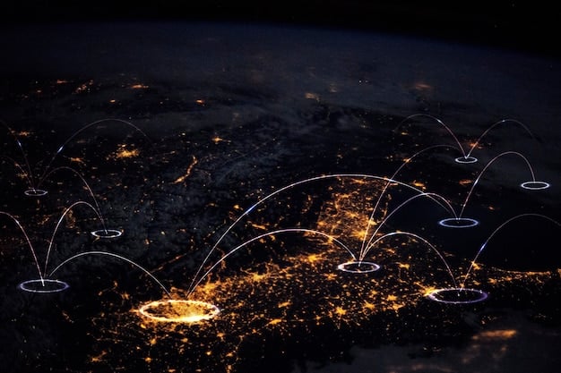 A stylized image featuring interconnected nodes that represent new markets, emerging technologies, and enhanced customer experiences, all leading to a central node of a growing e-commerce business in 2025. The color scheme suggests innovation and forward-thinking strategies.