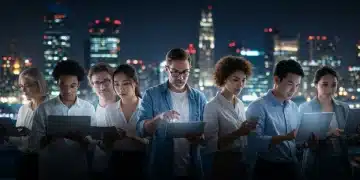Diverse consumer groups interacting with technology, illustrating the 2025 buyer demographics shift