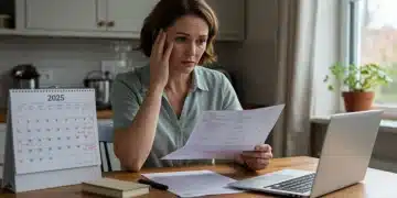 Woman reviewing 2025 mortgage forbearance documents at home
