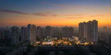 Futuristic city skyline representing the 2025 real estate market outlook