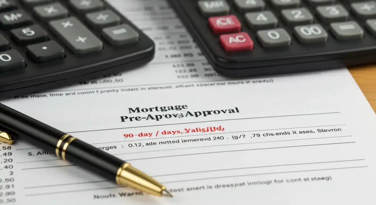 Mortgage pre-approval document with 90-day validity and financial tools