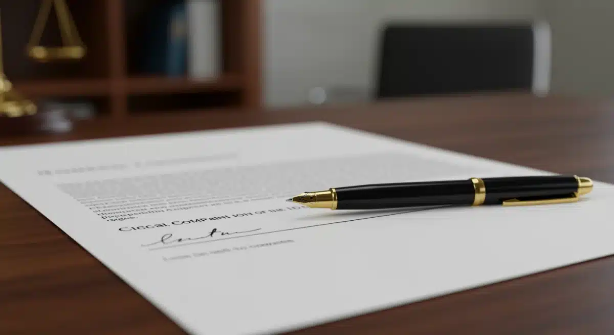 Legal document with signature, symbolizing complaint submission