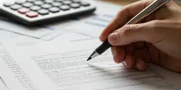 Hand pointing at a mortgage document with a pen, illustrating consumer protection against servicing errors.
