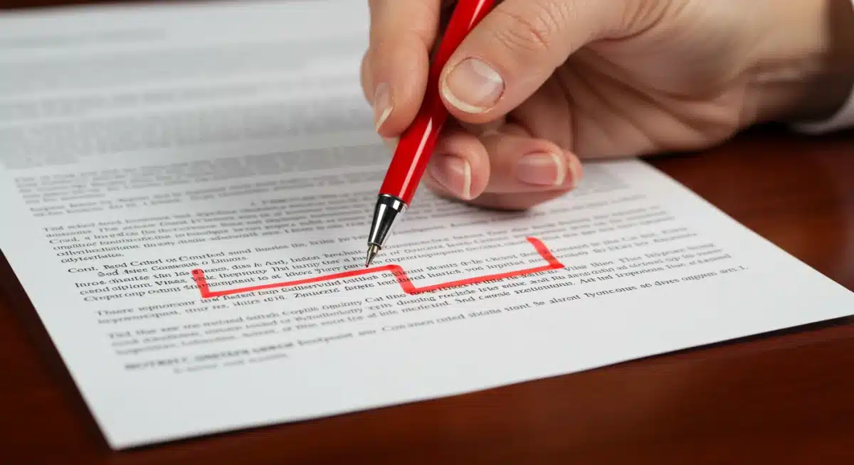 Hand highlighting clauses in real estate contract