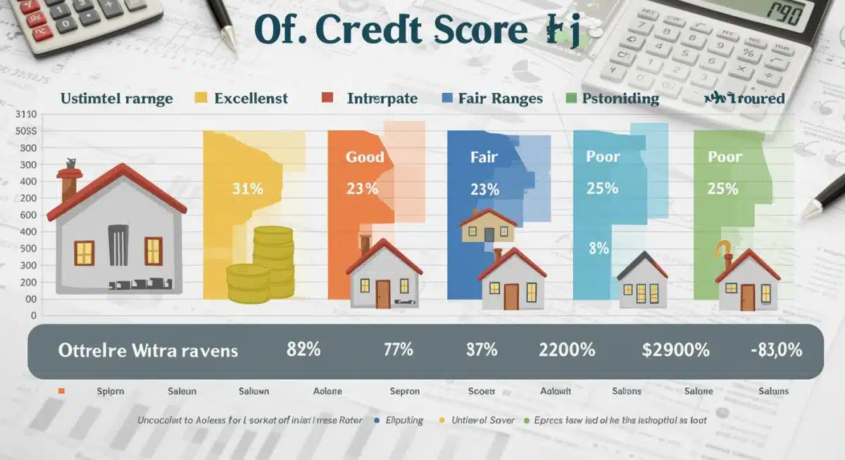 Infographic showing credit score tiers and their corresponding mortgage interest rate impacts
