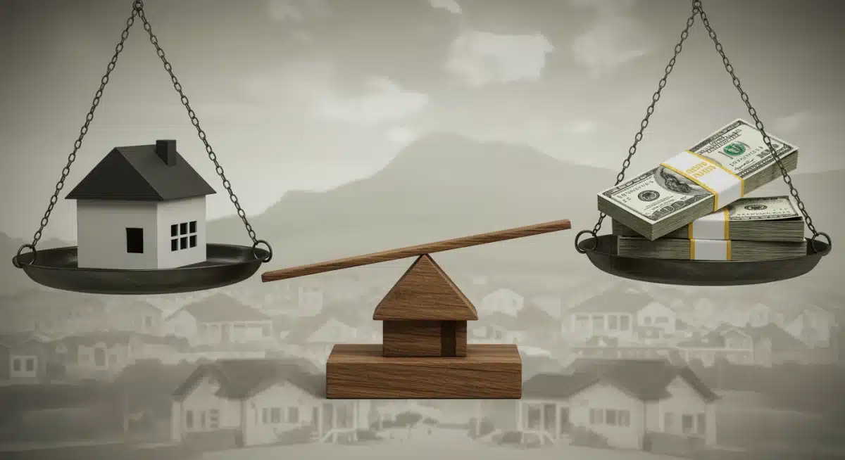 Balanced scale representing housing affordability and market equilibrium