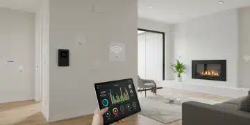 Integrated smart home sensors providing real-time data on a central display.