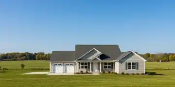 Modern rural home in green landscape, USDA loan program