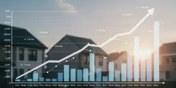 Graph illustrating property value growth over the past year, with homes in background