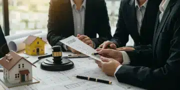 Diverse group reviewing real estate legal documents with agent