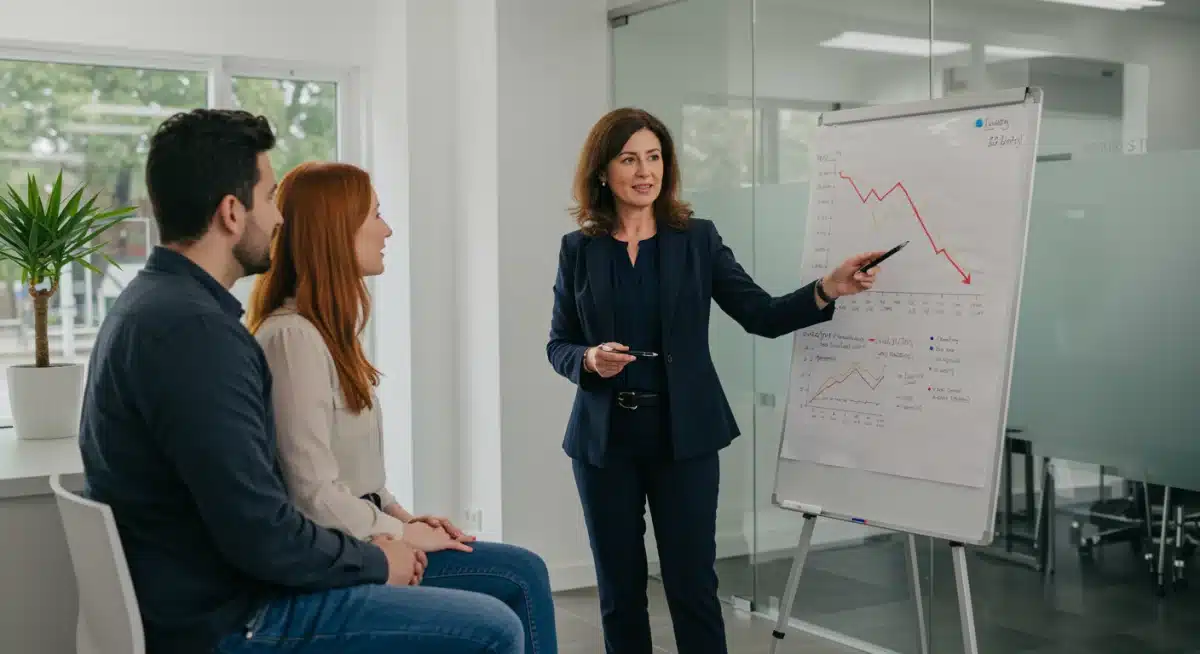 Real estate agent explains shrinking housing inventory to clients, highlighting market difficulties.