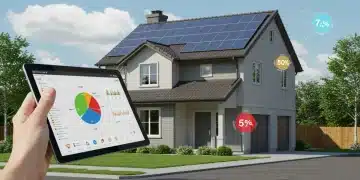 Smart home dashboard displaying energy savings and financial benefits