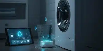 Smart water leak detector near washing machine preventing financial damage