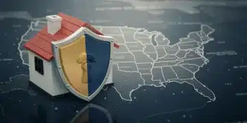 House with a protective shield, symbolizing title insurance for US homeowners